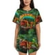 thumbnail image 1 of Balery Chameleon Conjunto de Pijama para Mujer con Estampado, Dos Piezas de Manga Corta y Shorts, Ropa de Dormir Suave con Cuello Redondo y Bolsillos-Small, 1 of 6