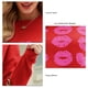 thumbnail image 5 of Suéter con estampado de labios rojos Cuello redondo Manga larga Puño elástico Hombro caído Suéter de mujer para invierno Rojo XL, 5 of 6