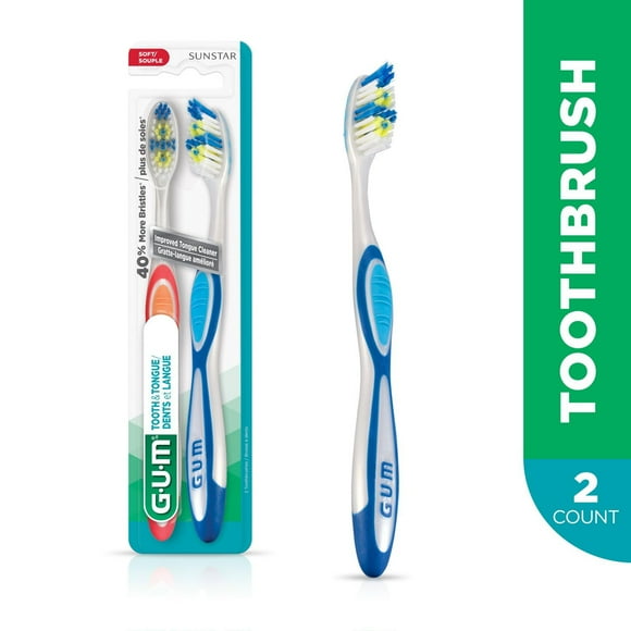 GUM® TOOTH & TONGUE Soft Toothbrush 2-Pack
