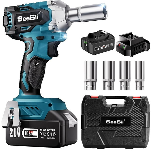 Llave de impacto inalámbrica Seesii WH450 3/8 con batería de 4.0 Ah