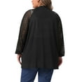 thumbnail image 3 of Agnes Orinda Women's Plus Size Lightweight Cardigan Crochet Knit Hollow Out Lace Long Sleeve Casual Open Front Sweater  1X Black, 3 of 4
