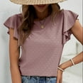 thumbnail image 3 of Mittory Women's T-Shirts Loose Fit Crew Neck Eyelet Short Sleeve Summer Casual Basic Tops, 3 of 6