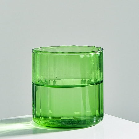 

Jolly Clear Glass Coffee Mug - Premium Classical Vertical Stripes Glass Tea Cup - for |Latte|Tea|Chocolate|Juice|Water