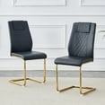 thumbnail image 5 of Set of 4 Modern Dining Chairs, Black PU Faux Leather Padded Seat with Gold Metal Legs for Kitchen & Living Room, 5 of 10