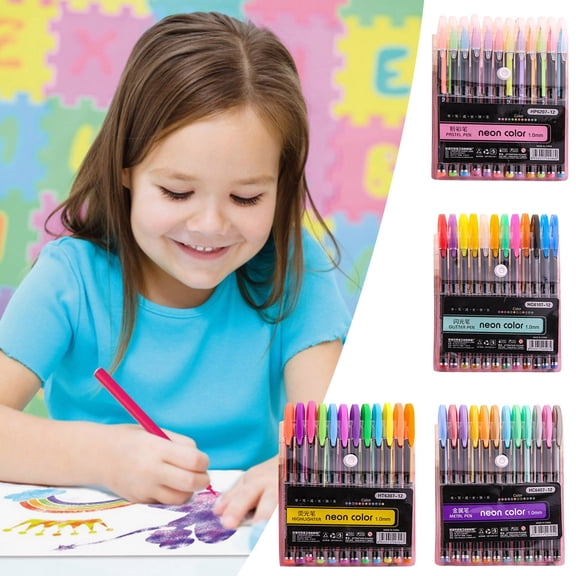 Paint Markers, Pen Fluorescent Marker Pen Marker Pen Student Account Pen Color Neutral Pen 12 Color Set 2Ml A,B,C,D 15cm