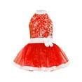 thumbnail image 3 of Haitryli Big Girls Shiny Sequin Ballet Leotard Tutu Dress Layered Tulle Skirt Gymnastics Dance Ballerina Outfit Red 12, 3 of 5