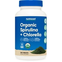 Nutricost Organic Spirulina   Chlorella (3,000mg) 360 Tablets - USDA Organic, 1,500mg Spirulina, 1,500mg Chlorella, Vegan, GMO-Free, Gluten-Free, 60 Servings