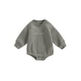thumbnail image 2 of Baby Boys Sweatshirt Romper 3 6 12 18M Fashion Long Sleeve Round Neck Letter Embroidery Newborn Bodysuit, 2 of 10