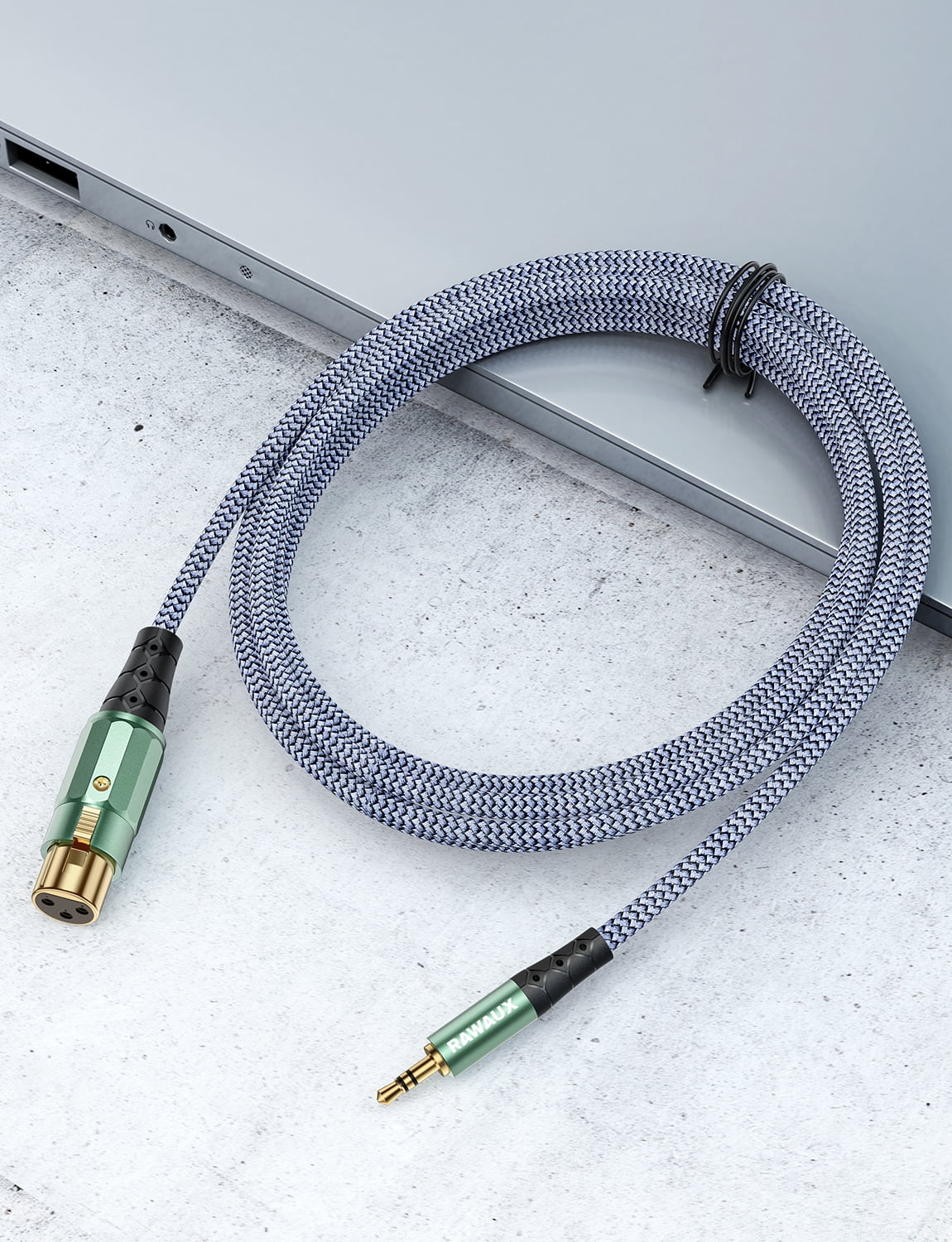 RAWAUX XLR Female to 3.5mm TRS Cable, Unbalanced 3 Pin XLR to 1/8 Inch Cord (10ft/3m)