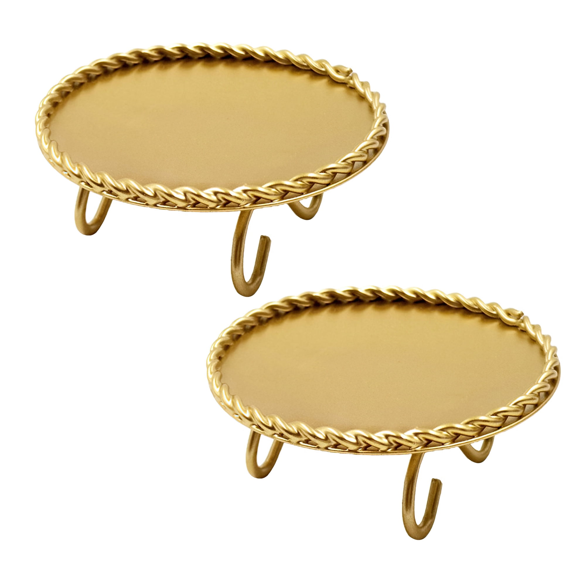 MKLZ Set of 2 Gold Circle Candle Holders, Iron Candlesticks for Table