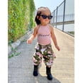thumbnail image 4 of Douhoow Toddler Girl 2Pcs Clothes Set Sleeveless Letter Printed Halter Neck Tops Camouflage Pants, 4 of 8