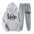 thumbnail image 3 of 2 PC Sweatsuit Set for Women Plus Size Halloween Cute Graphic Hoodie Sweatshirt Matching Sweatpants Tracksuit Casual Set,Dark Gray 2,XL, 3 of 3