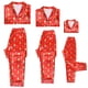 thumbnail image 3 of Inspire Chic Navidad Satén Manga Larga Botón Abajo Tops con Pantalones Estampado de Árbol Fiesta Familiar Conjuntos de Pijamas [Niños y Niñas] S Rojo, 3 of 4