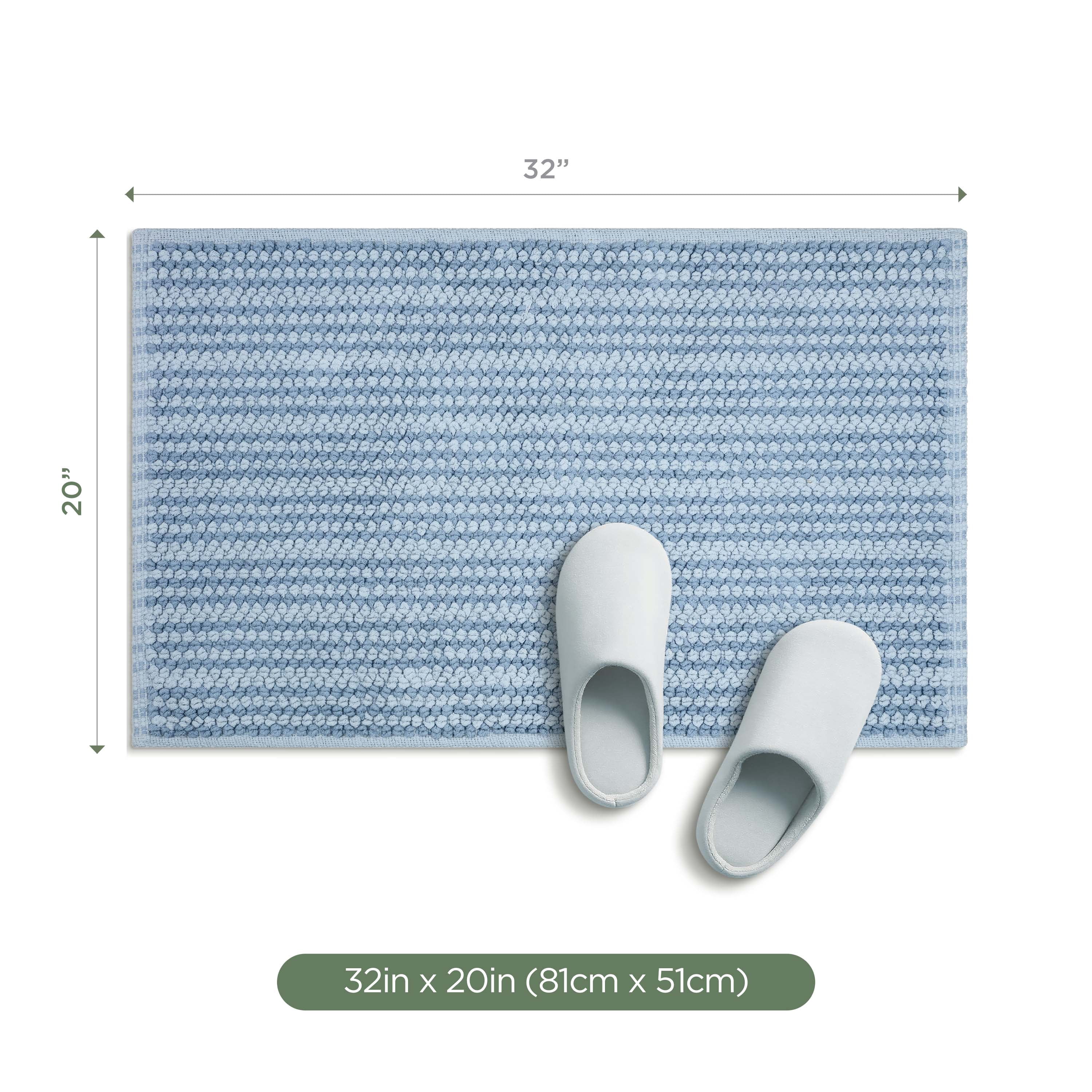 Martex Restore Stripe Cotton Bath Rug, 20" x 32", Blue