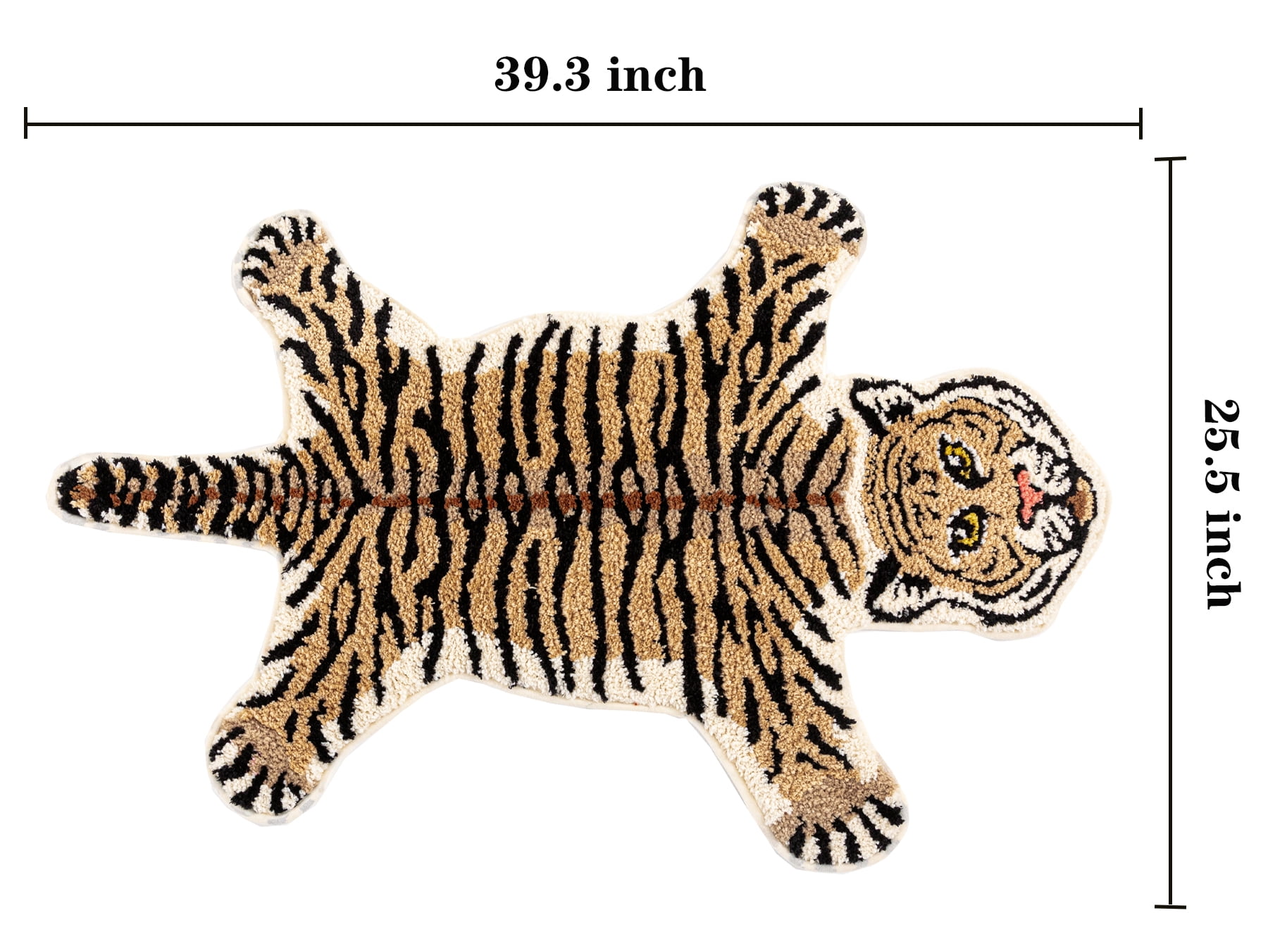 yingda1992 Brown Tiger Bath Mat for Bathroom Cute Tiger Print Funny Cartoon Non Slip Animal Shaped Absorbent Bathtub Mat Plush Shower Door Mat Decor 39.3x25.5 Inch