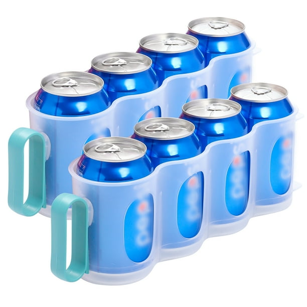 2Pcs Portable Soda Can Organizer for Refrigerator Clear Plastic Fridge