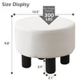 thumbnail image 5 of Tcbosik Round Ottoman, 300 lbs Capacity Upholstered Footstool with Soft Linen Fabric & Solid Pine Legs, Multi-Functional Seat for Living Room, Bedroom, Office, 12.5-Inch, Beige, 5 of 6