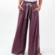 thumbnail image 2 of Pantalones de mujer Pantalones de pierna ancha de cintura alta Pantalones con cierre de cordón Pantalones casuales sueltos de color puro, 2 of 5