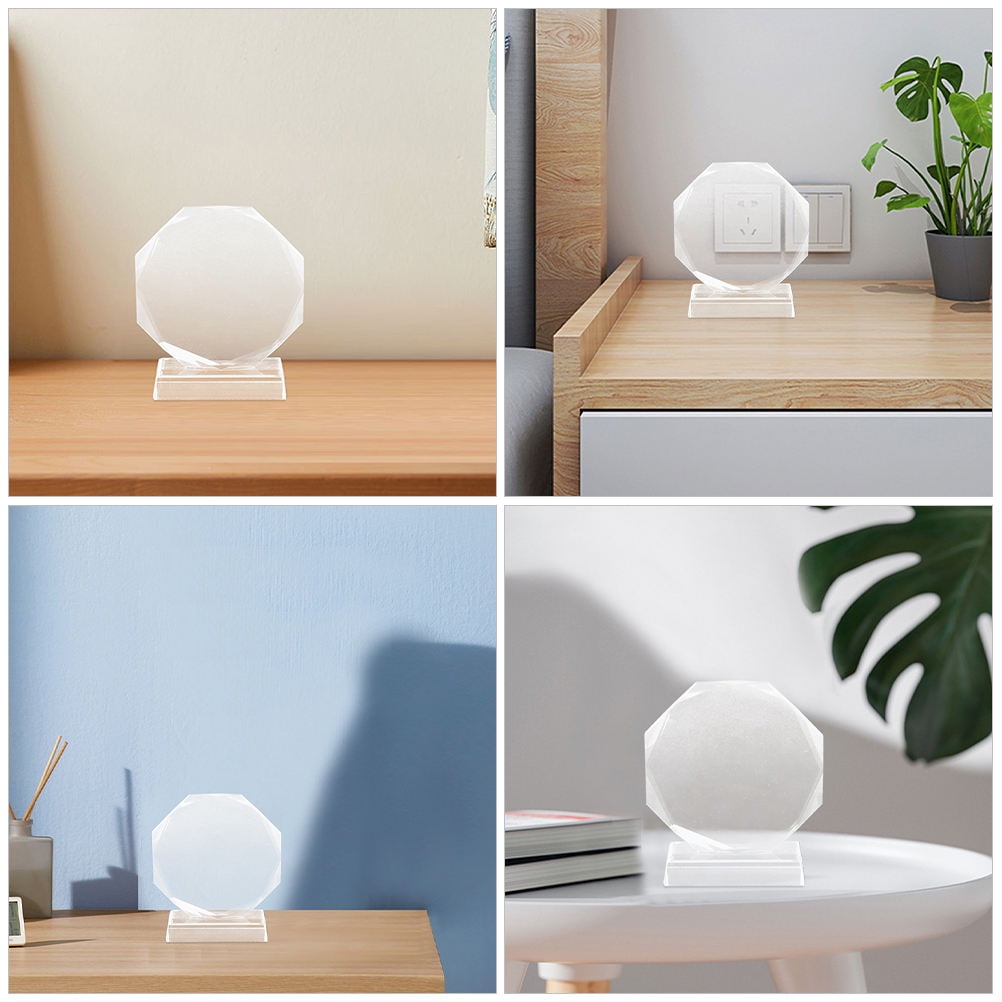 jojofuny 1Pcs Octagonal Transparent Crystal Glass Trophy for Corporate Awards and Personal Milestones 13.5x12x4.5in