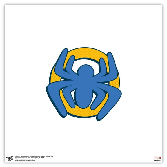 Gallery Pops Marvel Spidey And His Amazing Friends - Spider Icon Wall Art, Unframed Version, 12" x 12"