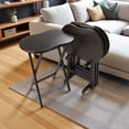 thumbnail image 2 of FurniFact Dark Espresso Solid Wood TV Tray Set – Folding Snack Tables with Stand, 2 of 5