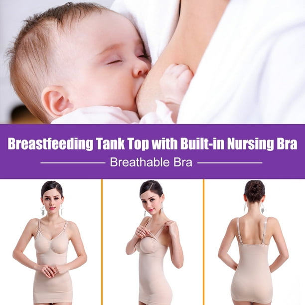 Ejoyous 3Colors 3Sizes Slim Breastfeeding Tank Top with Built-in Nursing Bra  Maternity Vest Undershirt, Maternity Tank Top, Maternity Vest 