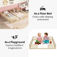 thumbnail image 3 of Kumix Double Floor Bed with Fence Guardrails, Wood Double Twin Floor Beds for Boys and Girls, Twins, Floor Bed for 1-3, Two Shared Beds, Adults Floor Bed, Easy Assembly, Natural, 3 of 8
