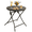 Black, variant on TeoKJ Small Metal Folding Round Patio Side Table, Sunflower Flower Cutouts Anti Rust Outdoor End Table for Porch Yard Balcony, Black