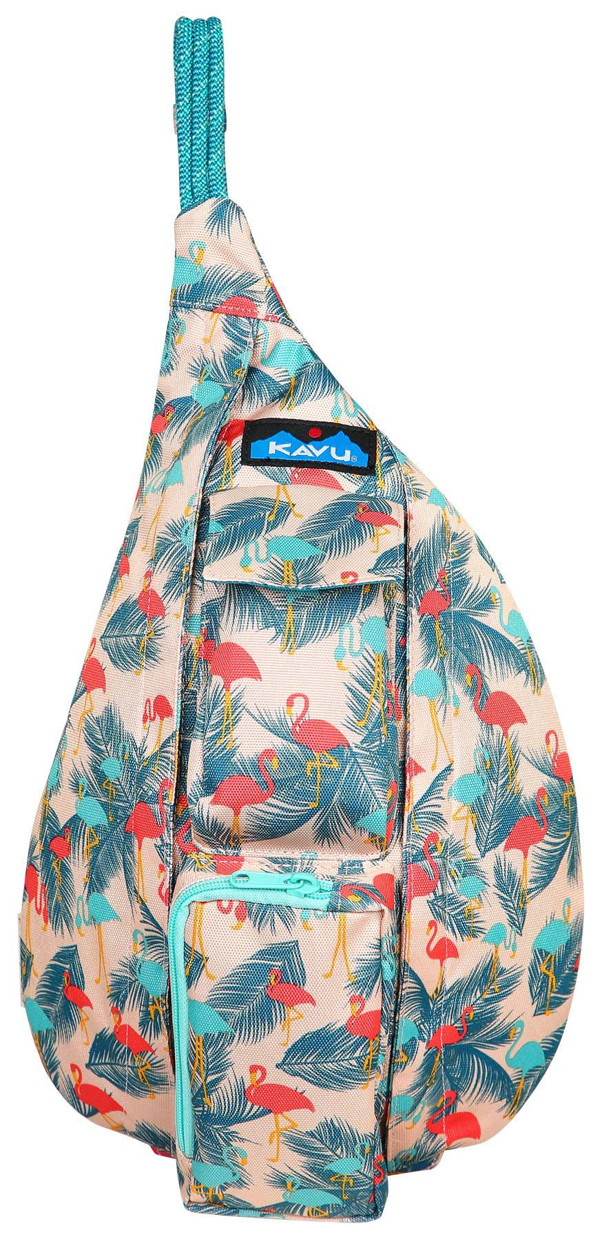 KAVU Mini Rope Sling Bag Polyester Crossbody Shoulder Backpack Flamingo Fest 