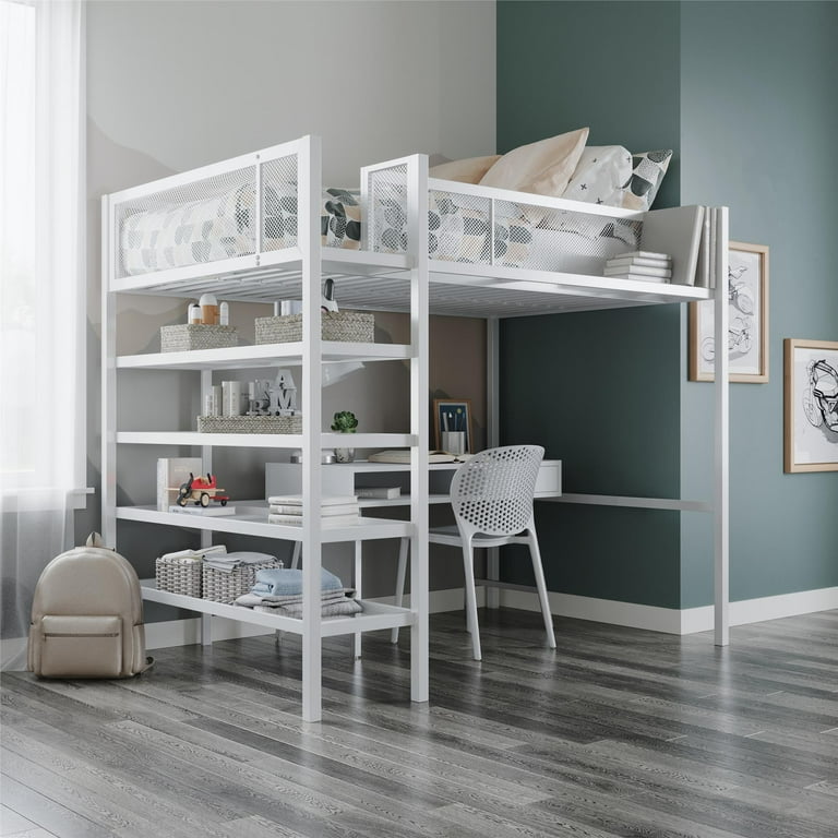 Mainstays metal storage loft 2024 bed with bookcase