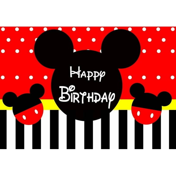 Mickey Birthday Party Banner,5 x 3ft Photography Background Vinyl Wall Decorations Supplies for Kids Boys Toddlers