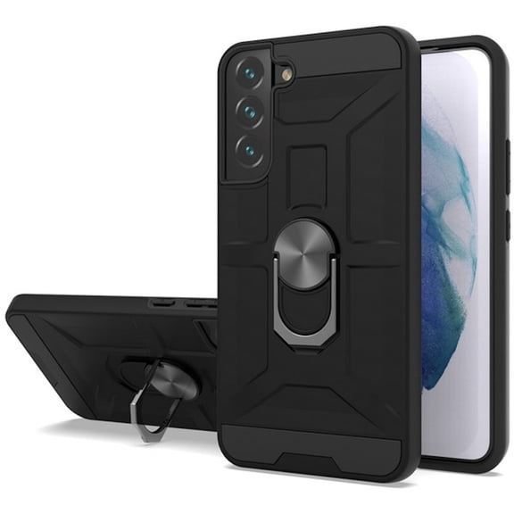 Dynamic Dual Layer Hybrid Case with Ring Holder for Samsung Galaxy S22 Plus 5G - Black
