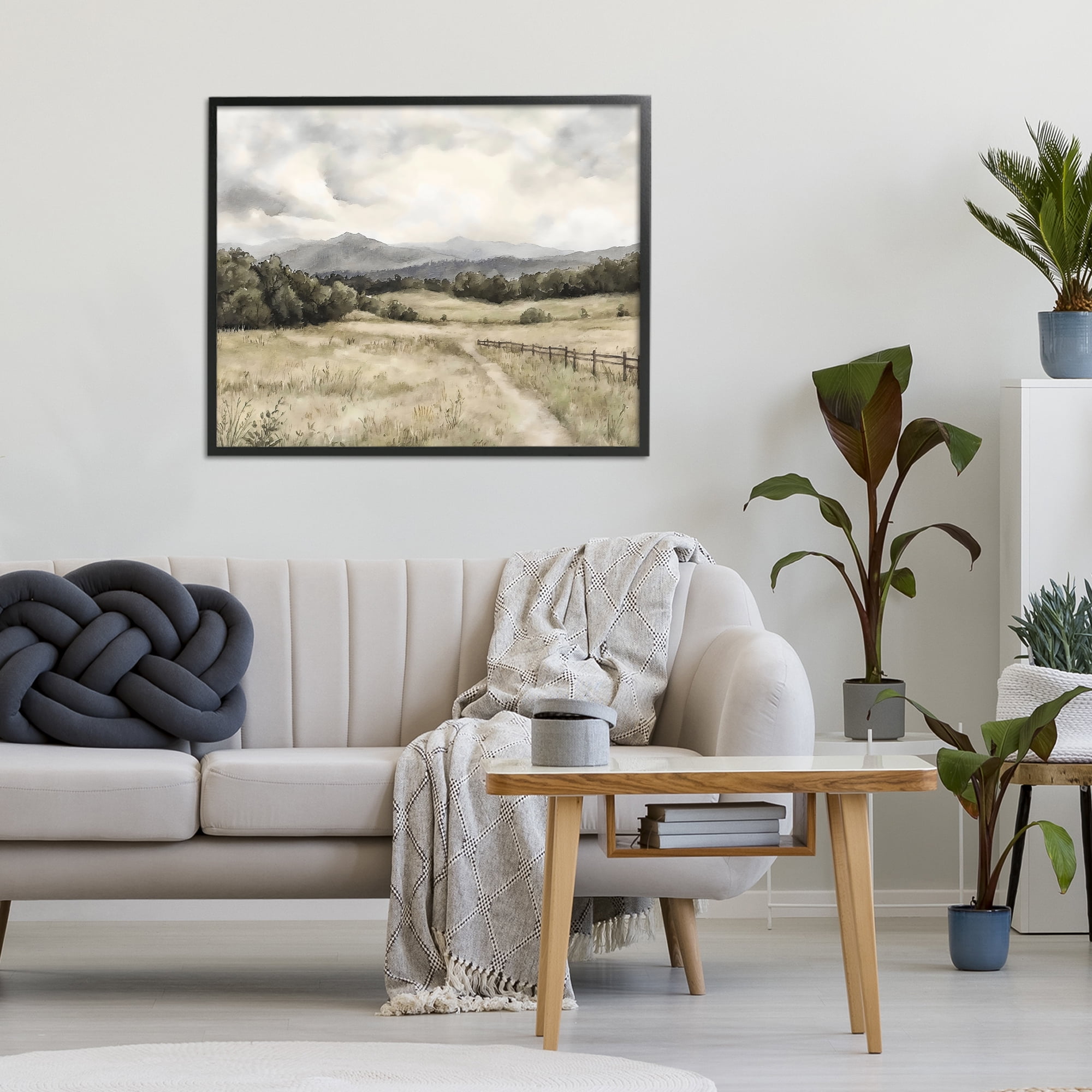 Stupell Industries Muted Trail Along Fence Black Framed Giclee Art, design by Riley B