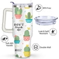 thumbnail image 3 of 40oz Watercolor Cactus Succulents Stainless Steel Flip Straw Tumbler Spill Proof Travel Cup Double Wall Vacuum Insulated Coffee Mug with Top Handle, 3 of 6