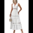 thumbnail image 3 of Vestido de Mujer con Encaje de Guipur y Bajo con Volantes. L, 3 of 9