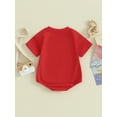 thumbnail image 3 of FEORJGP 4th of July Clothes for Baby Boy Infant 0-18M Round Neck Romper Casual Short Sleeve Jumpsuit Letter Embroidery Bodysuit Newborn Fashion Simply Summer Outfit Independence Day, 3 of 8