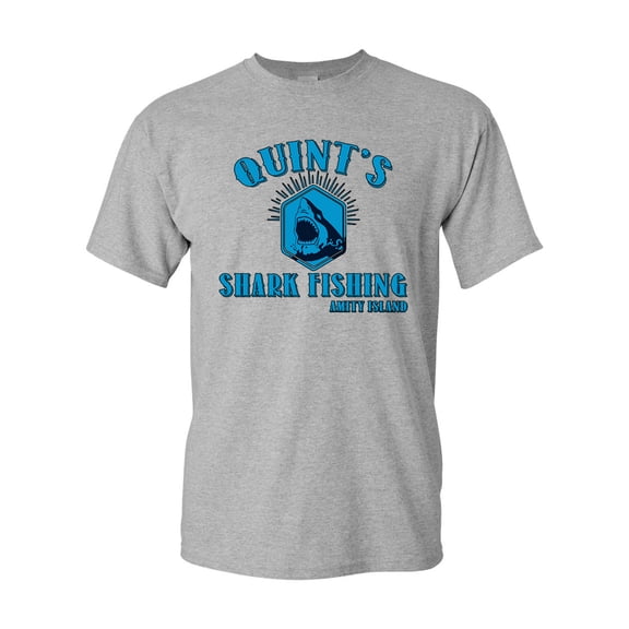 Quint's Shark Fishing Amity Island Shark DT Adult T-Shirt Tee