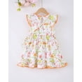 thumbnail image 4 of 3T Baby Girls Dress 4T Girls Sleeveless Dress Doll-collar Toddler Girls Summer Floral Dress with Cute Bag Orange, 4 of 10