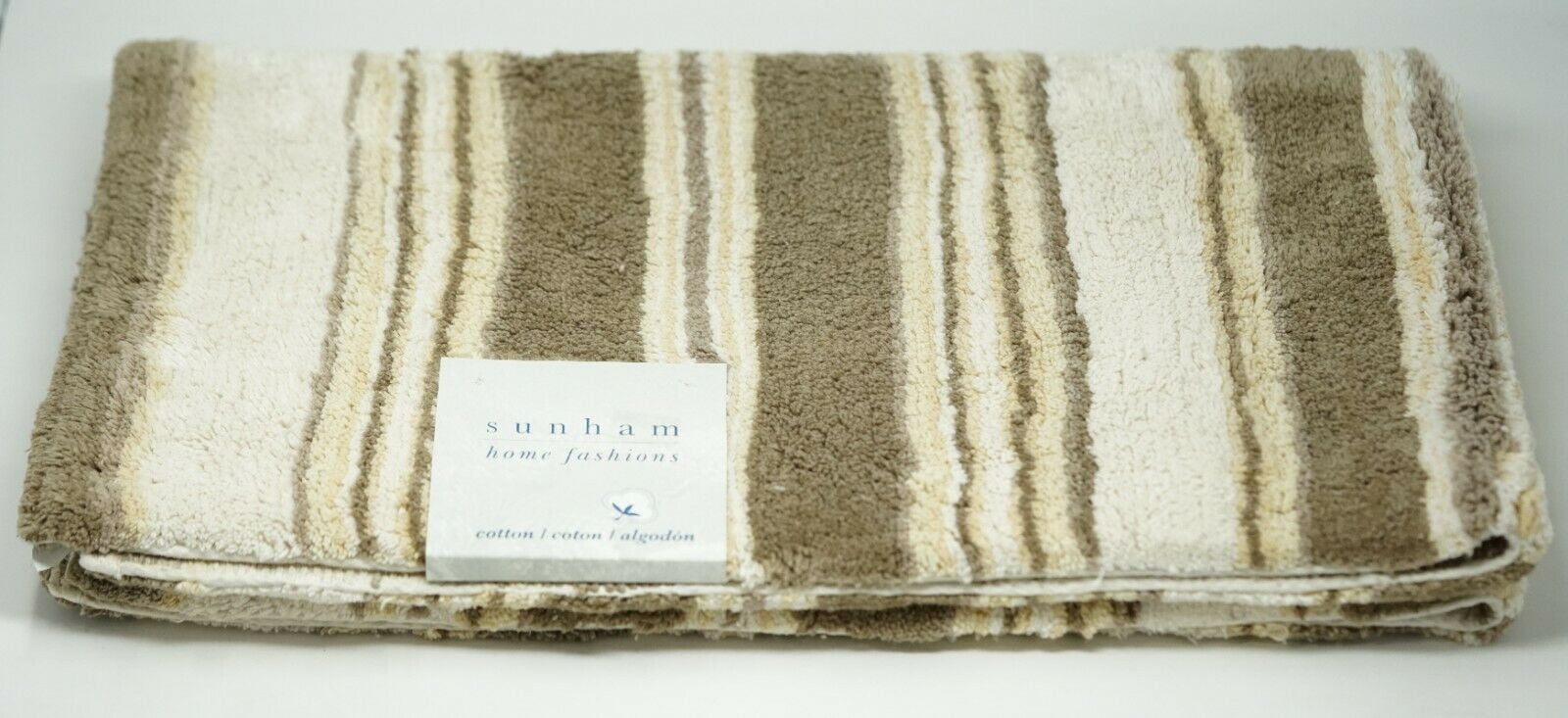 Sunham Home Fashions Striped 100 Cotton 27" x 45" Bath Rug Sand