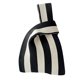thumbnail image 1 of Bolsa de compras con estampado de rayas, plegable, reutilizable, de gran capacidad, para viajes diarios, color negro y blanco, 1 of 12