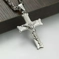 thumbnail image 4 of QQTDFG Fashion Women Men Cross Crucifix Jesus 6mm Stainless Steel Byzantine Necklace-Silver-26inch or 66cm, 4 of 4