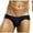 Black, variant on LADIGASU Men Sexy Solid Ice Silk U Raised Pouch Thong Breathable Underwear