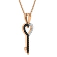 thumbnail image 2 of Dazzlingrock Collection 0.15 Carat (ctw) Round Black & White Diamond Heart Key Pendant with 18 Inch Gold Chain for Women in 14K Rose Gold, 2 of 5
