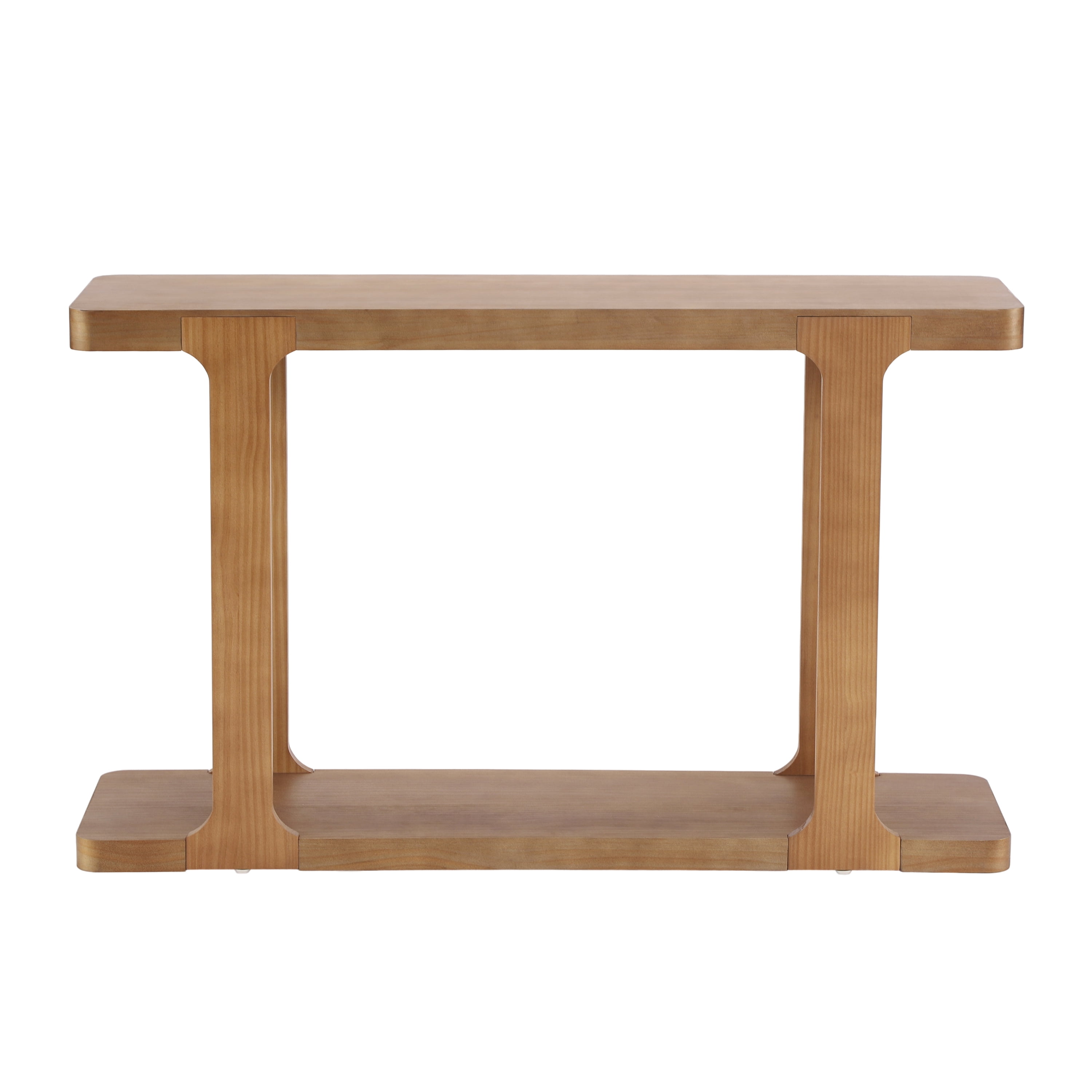 Mintazer 50" Mid Century Modern Console Table, Entryway Table with U-Shaped Cutout Legs & 2 Tier Storage Shelves, Anti-Tip Sofa Table for Hallway Living Room Foyer, Natural