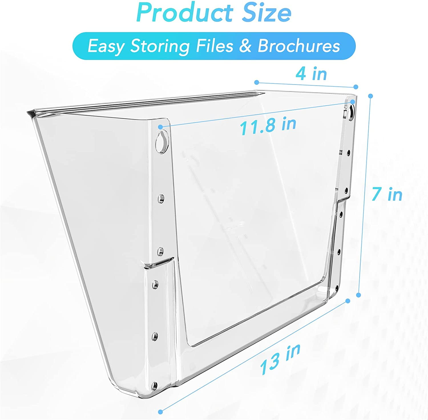 MaxGear Clear Acrylic File Holder Wall Organizer 4 Pockets for Office and Home, 13x4x7 inches