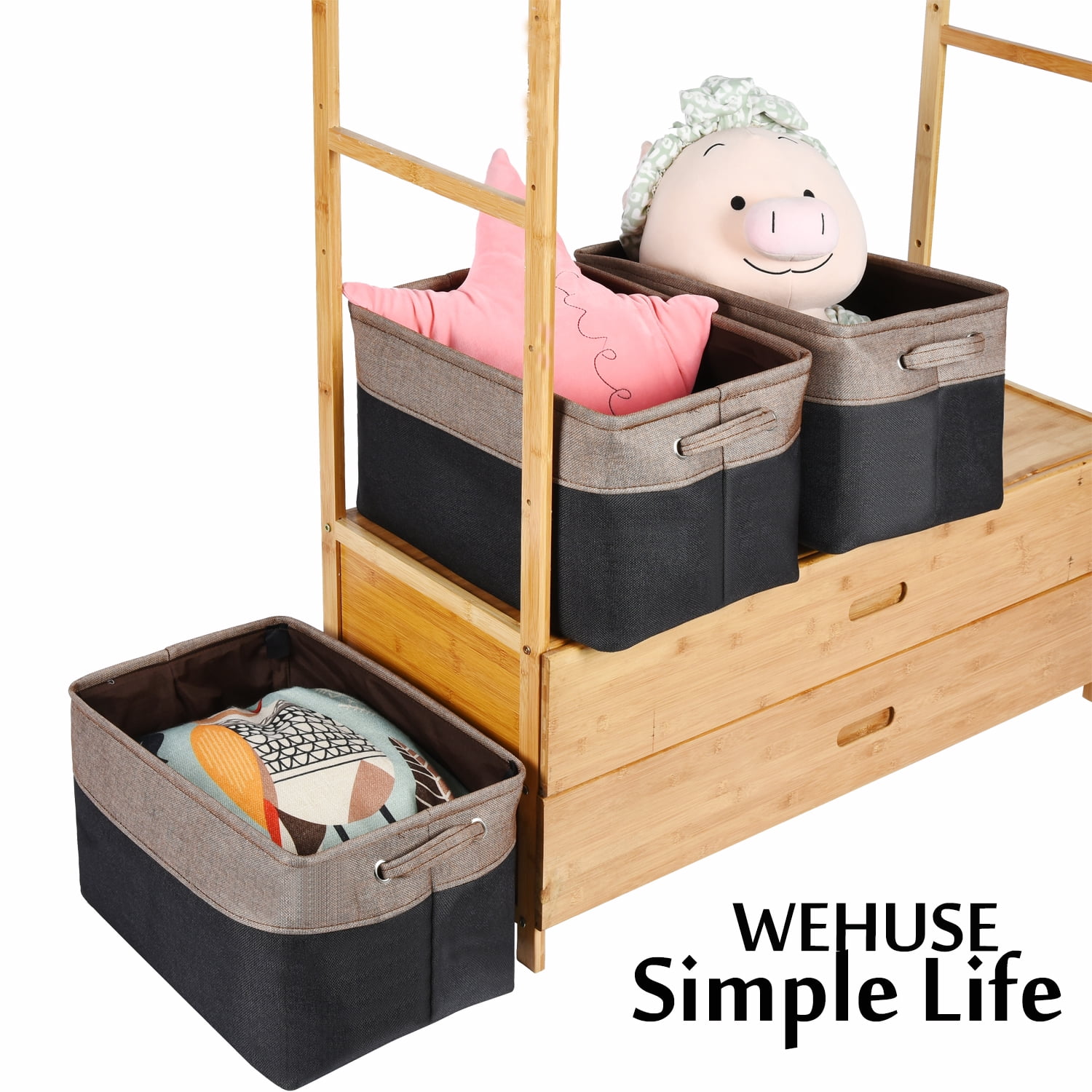 WEHUSE Fabric Storage Baskets, Foldable, Set of 3