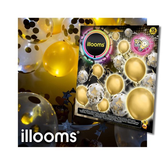 Ballons confettis dorés illooms 15Pk