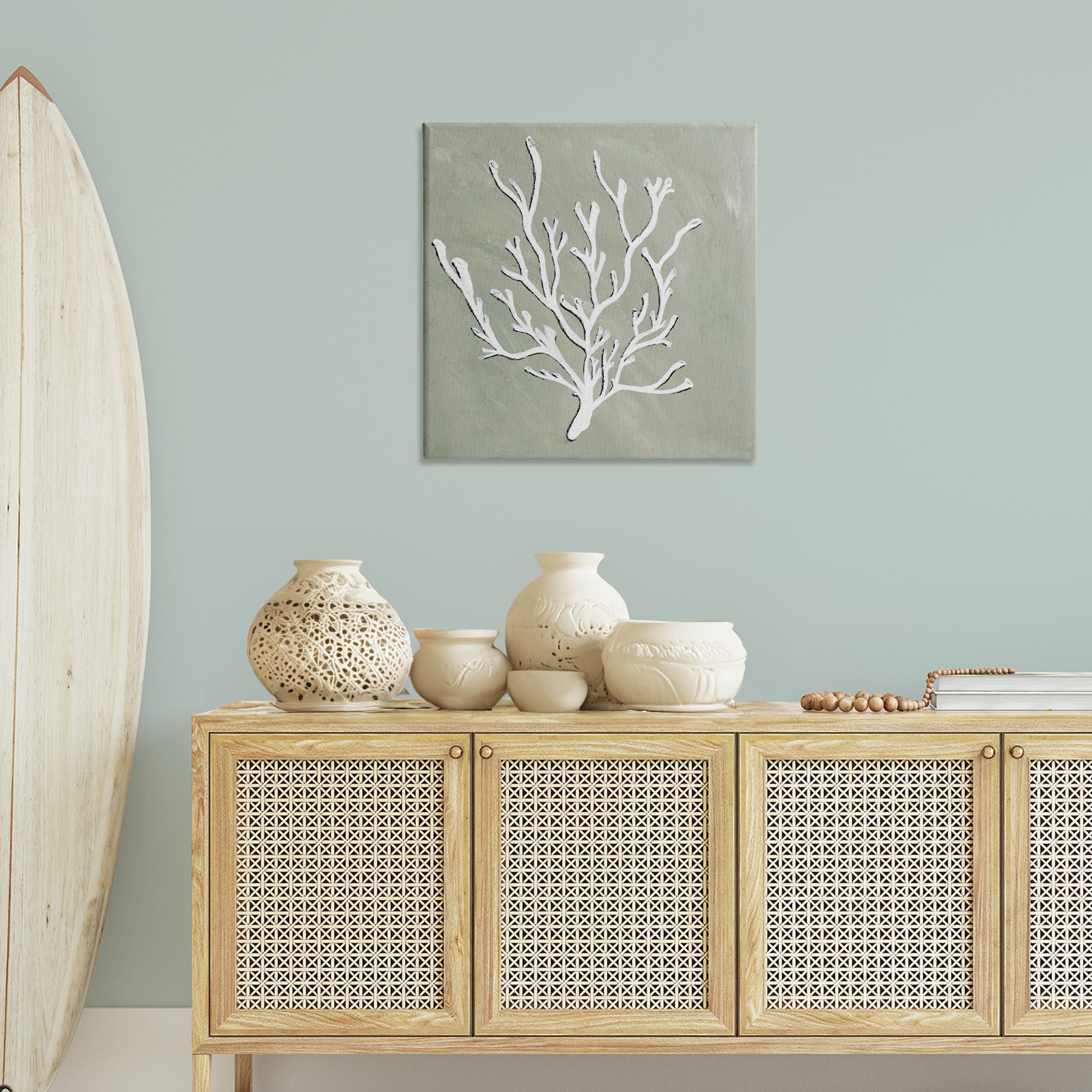 Stupell Industries White Coral Sprig Coastal Painting Gallery Wrapped Canvas Art Print Wall Art, 30 x 30