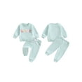 thumbnail image 2 of Toddler Baby Girls Fall Clothing Sets 3 6 12 18 24 Months 2T 3T Letter Embroidery Long Sleeve Round Neck Sweatshirt Drawstring Pocket Long Pants Outfits, 2 of 9