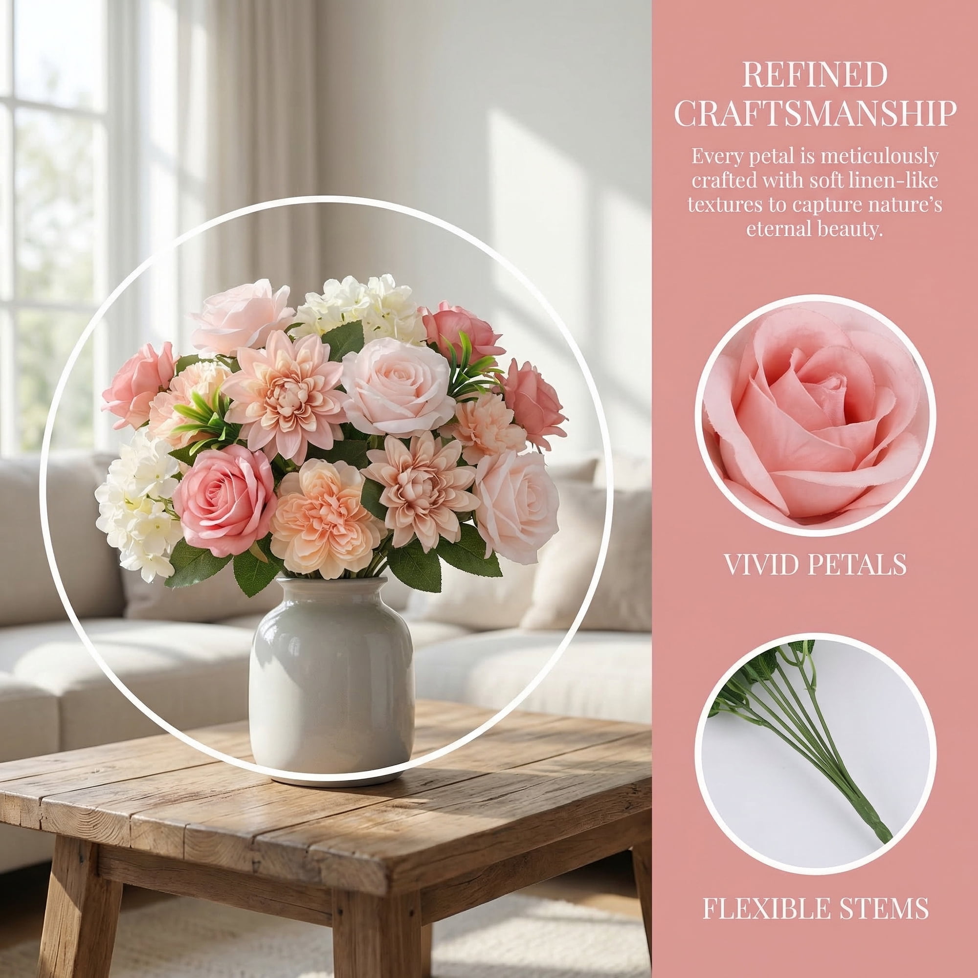 Unique Bargains Artificial Flowers Combo Box Set Pink and Orange 9.8"